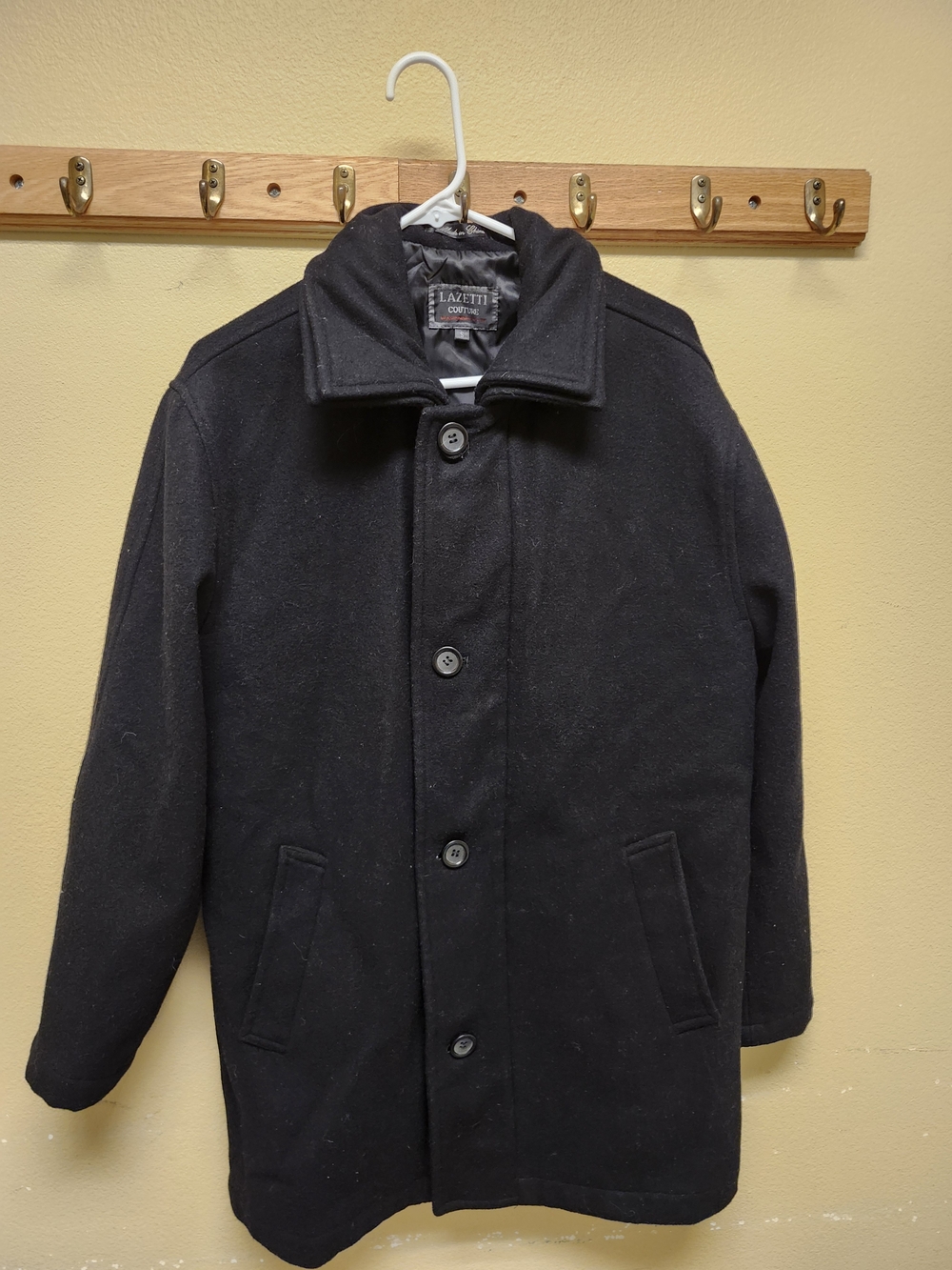 Lazetti Couture Mens  Black Pea Coat Small